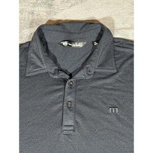 TravisMathew Polo Shirt Mens Medium Blue Grizzly Ranch Golf Stretch Performance